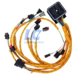 Close-up of the waterproof sensor connectors and gold-plated terminals on the 381-2499 harness.