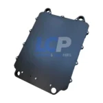 Close-up of 240-5307 and 10R-4090 identification labels on a remanufactured Caterpillar Engine Control Unit.