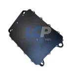 Heavy-duty electrical connector pins on a CAT 2405307 ECU with a 12-month replacement warranty seal.