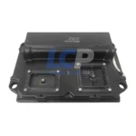 High-resolution view of electrical connector pins on a CAT 3722901 ECU with warranty seal.