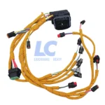 OEM identification tag for the 323-9140 harness showing the part number and Caterpillar logo.