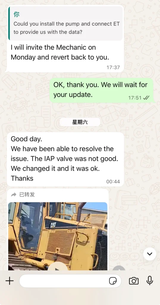 Customer feedback on successful CAT D6N XL repair with 319-0677 pump