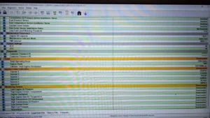 Cat Electronic Technician 2025A ECM Replacement screen showing downloaded configuration for C9 marine engine CSN00917, including injector codes, operating hours 1652, and sensor parameters