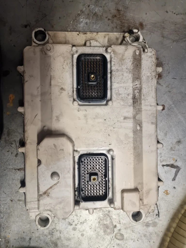 Used Caterpillar 240-5302 ECM removed from C9 marine engine serial CSN00917, showing 70-pin and secondary connectors